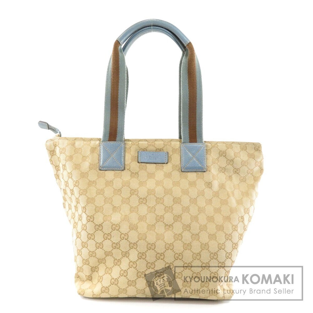 Gucci Sherry Line Tote Bag beige GG canvas blue leather